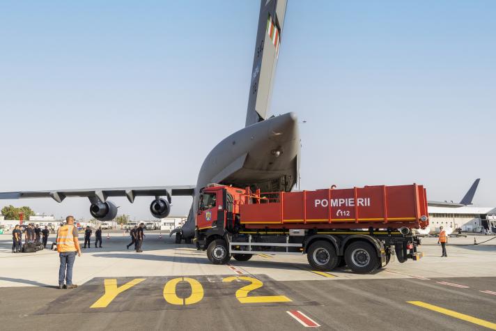 Romania dispatched their military plane to fly in fire engines, firefighting teams and equipment to southwest France.  