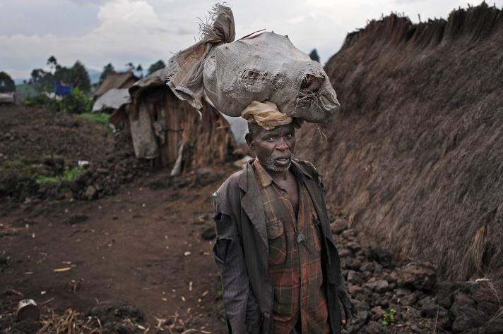 A displaced man in a camp in North Kivu.