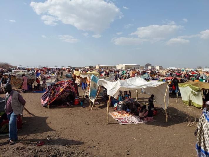 View of the Renk transit centre in South Sudan, hosting Sudanese refugees