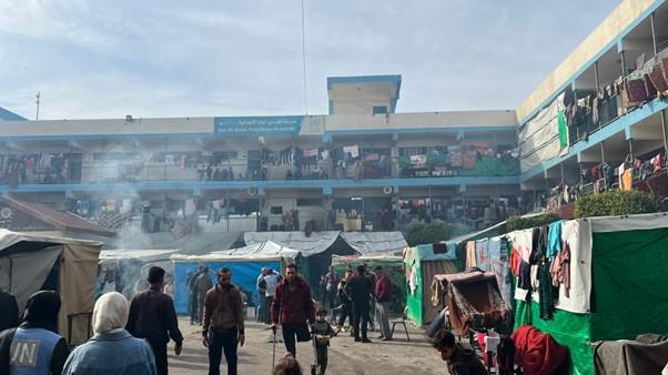 One of the UNRWA shelters hosting forcibly displaced Palestinians.