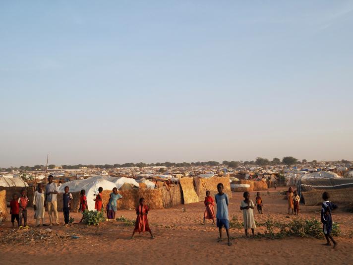 View of a refugee site in the border town of Adre, Chad.