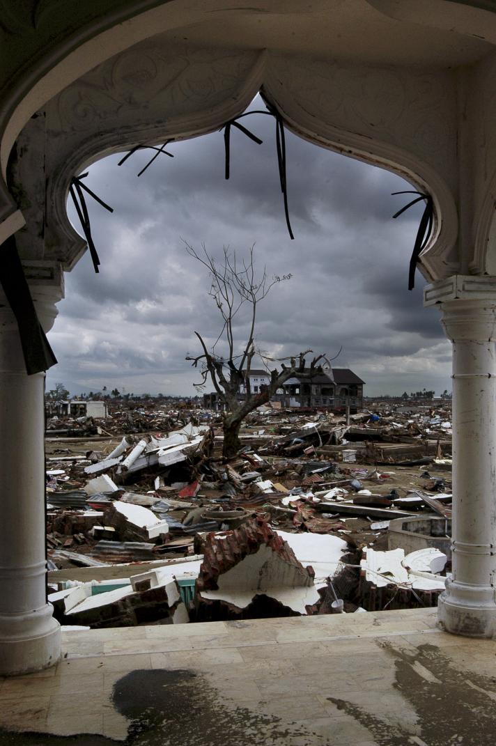 A view on the devastation after the tsunami