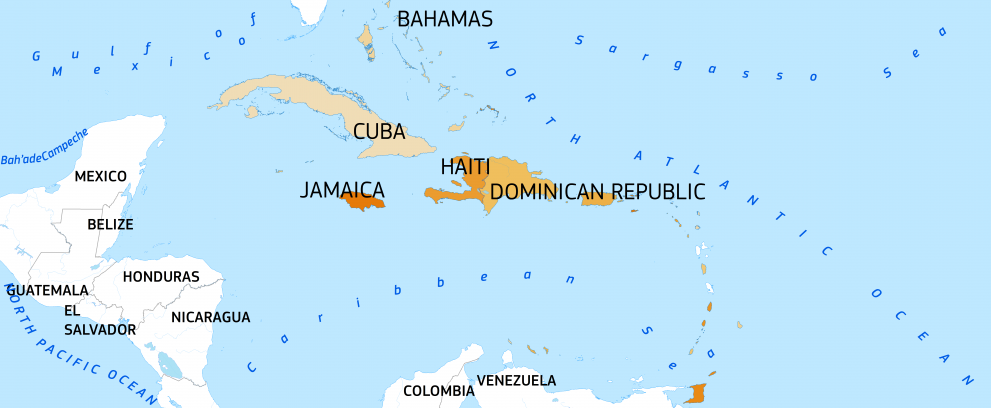 Caribbean country map