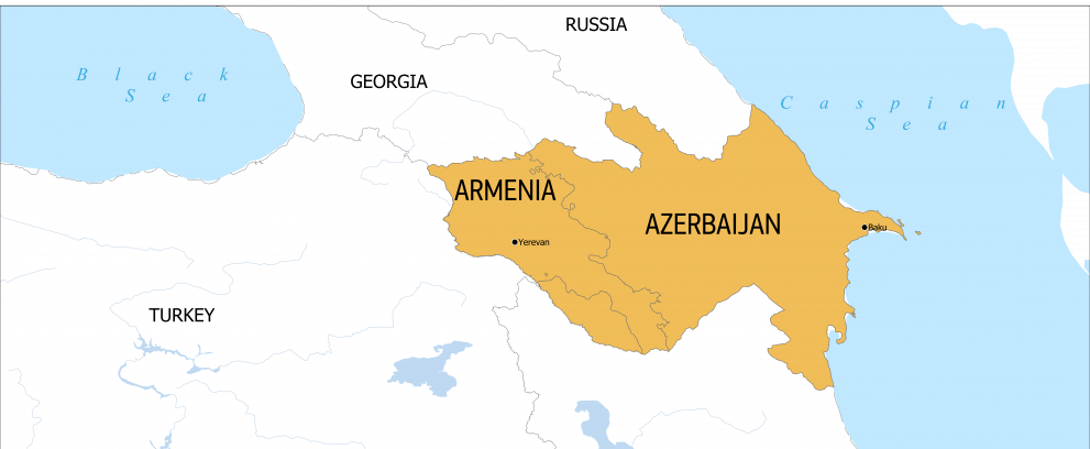Map of Armenia and Azerbaijan