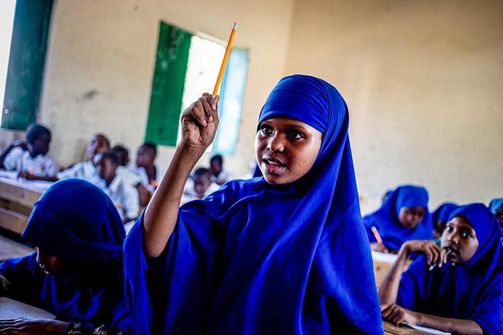 Mathematics is also Halimo Abdirahman Ismail’s favourite subject.   “My education is important to me so that I can serve my parents and my community in the future,” she says. “I dream of using the knowledge I’ve gained and becoming the president one day,” 