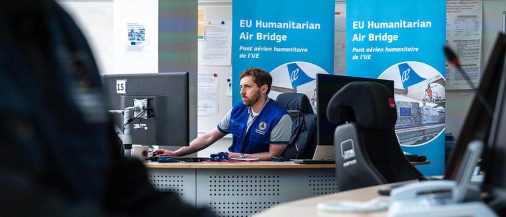 A duty officer works in the EU's Emergency Response Coordination Centre