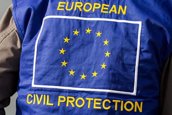 Vest showing the EU Civil Protection logo