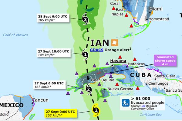 Map of trajectory over Cuba